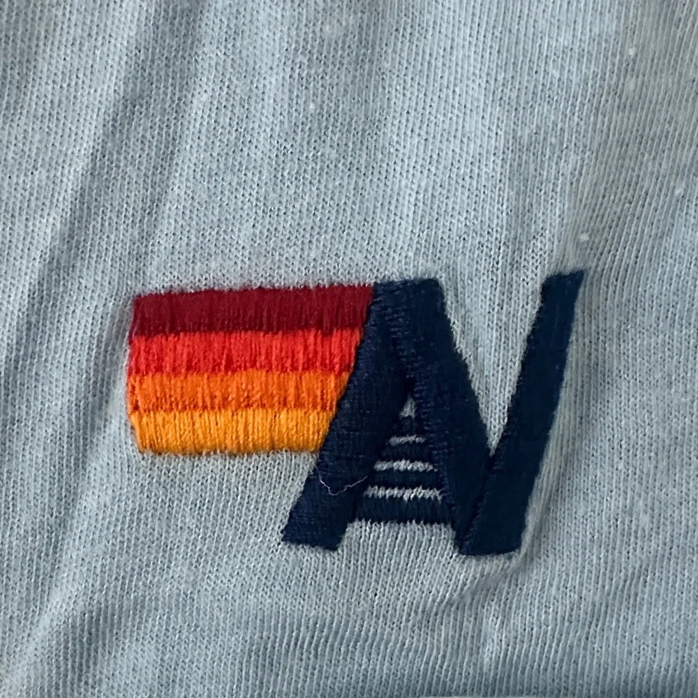 Aviator Nation Sky Blue Tee with Blue AV and Sunset Stripes - Picture 3 of 3